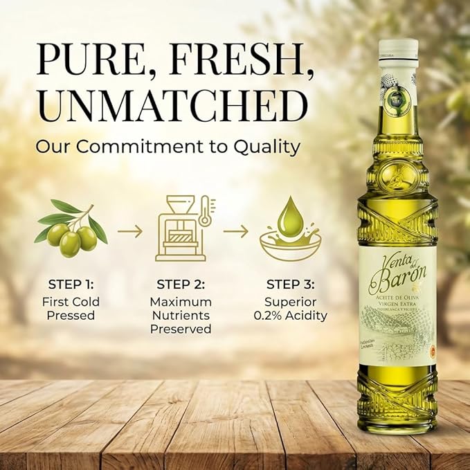 Venta del Barón - Voted The World's Best Olive Oil - Extra Virgin Cold Pressed - High in Polyphenols - 16.9 fl oz (500ml) Bottle