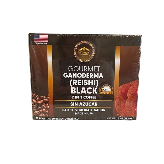 Eternal Gourmet Ganoderma (REISHI) Black Coffee 2 in1 Made in USA Cafe Negro con ganoderma Eternal Pack of 4