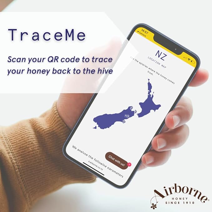 Airborne Manuka Honey (85+ Manuka Pollen) Raw and Unfiltered Premium New Zealand 100% Pure Daily Wellness Support 17.6 oz.