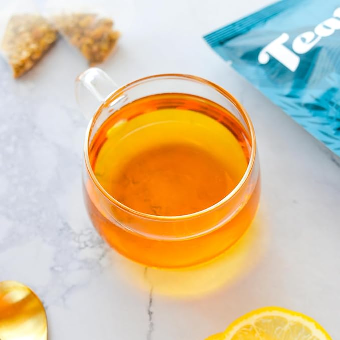 Teatulia Organic Chamomile Tea Bags (50 Pyramid Teabags) Raw Whole Leaf Flower. 100% Compostable And Sustainably Grown In Egypt. Caffeine Free Herbal Camille Tea - Calming Sleepytime Chamomile