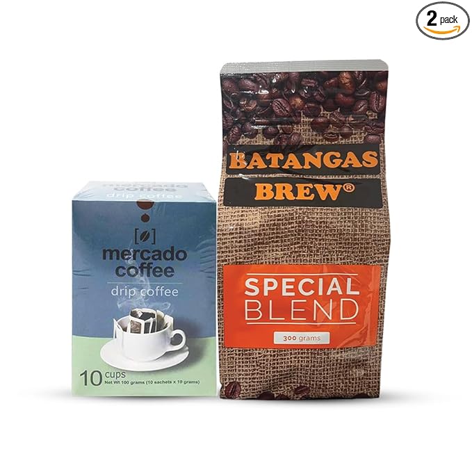 Mercado Drip Coffee Bundle 100g– Premium Ground Coffee Single-Serve Brew Bags Convenient Portable Drip Packets for Fresh Hot Coffee Assorted Flavors (300g Special Blend)