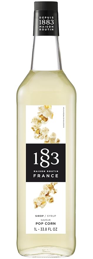 1883 Popcorn Syrup for Drinks Made in France 1 Liter Glass Bottle