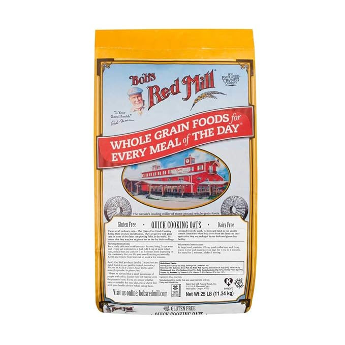 Bob's Red Mill Bulk Oats Quick Rolled Gluten Free 25 Pound