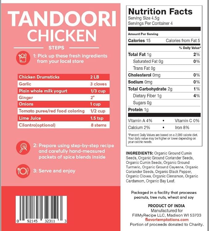 Butter Chicken Makhani Tandoori Chicken Beef Vindaloo Indian food spice kits by Flavor Temptations | Home Cook Authentic Indian Food | Organic Gluten Free No Sodium (3 Spice Kits)