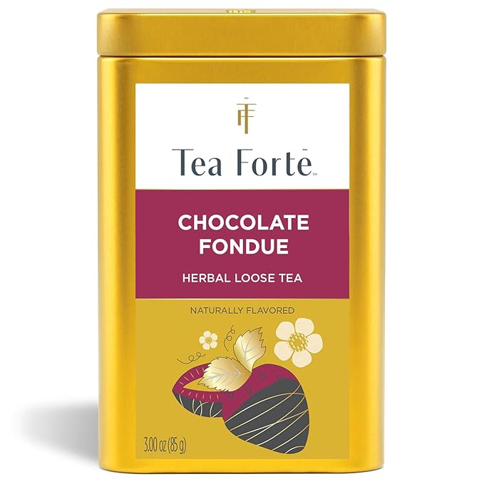 Tea Forte Chocolate Fondue Premium Loose Leaf Caffeinated Herbal Tea Blend Canister Makes 35-50 Cups
