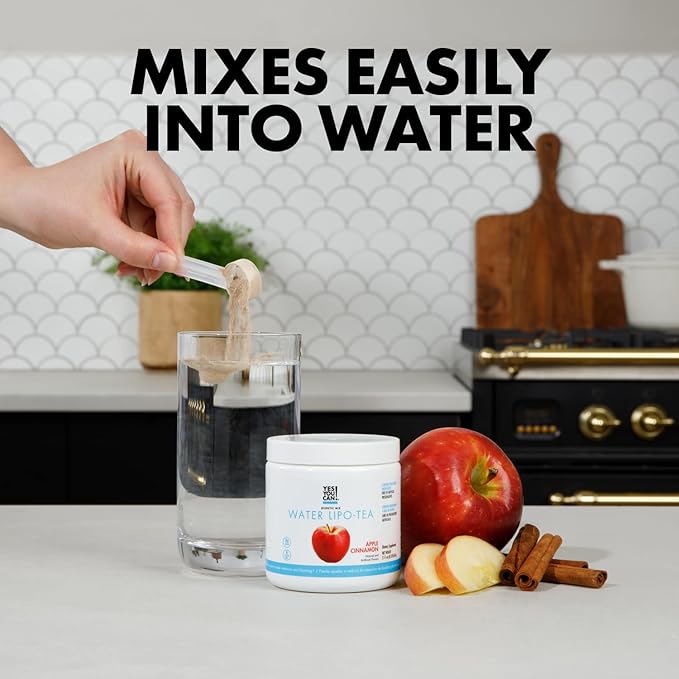 Yes You Can! Water Lipo Tea - Apple Cinnamon All Natural Ingredients Fast-Acting Water Retention &amp Bloating Relief - 40 Servings Per Canister (4 Pack)