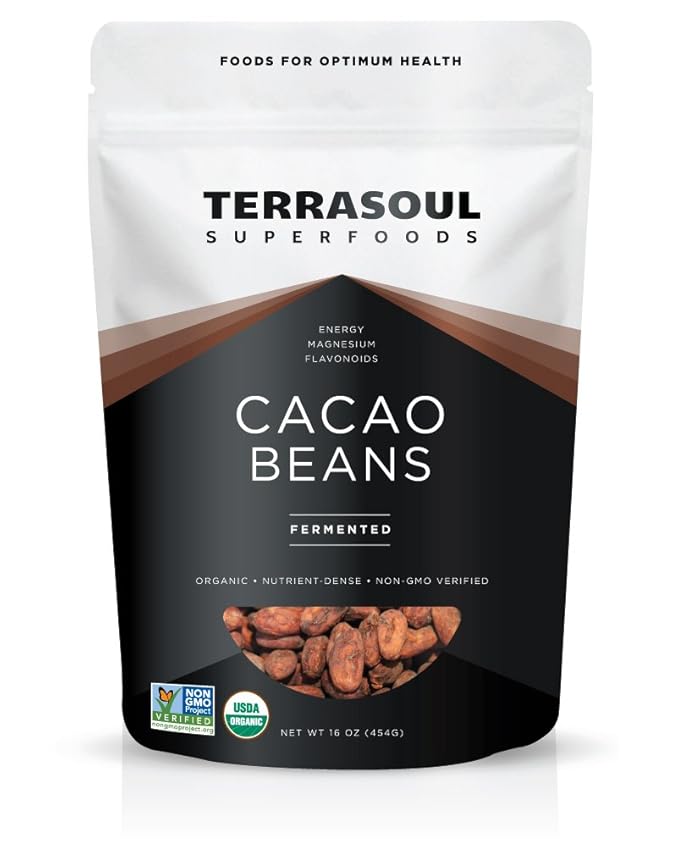 Terrasoul Superfoods Raw Organic Criollo Cacao Beans 16 Oz Raw Chocolate Goodness for Baking Snacking and Homemade Chocolate Creations