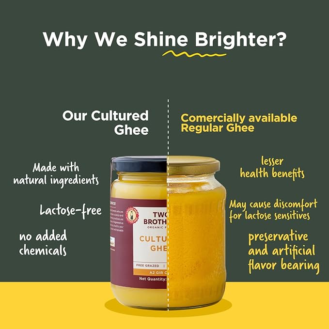 Two Brothers Organic Farms A2 Cultured Ghee Desi Gir Cow 66 oz(HDPE Bottle)