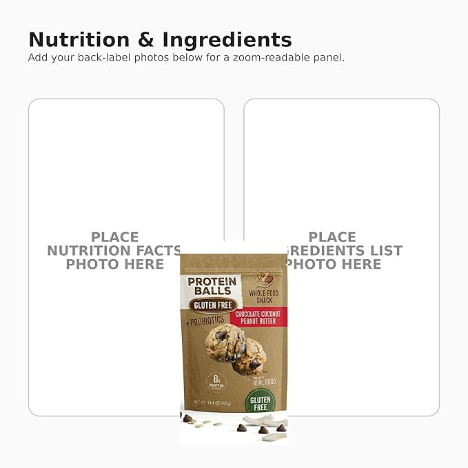 Protein Balls Cookie Dough Flavor - 8g Protein Energy Bites with Probiotics Gluten Free Healthy Snacks 14.4oz 2-Pack