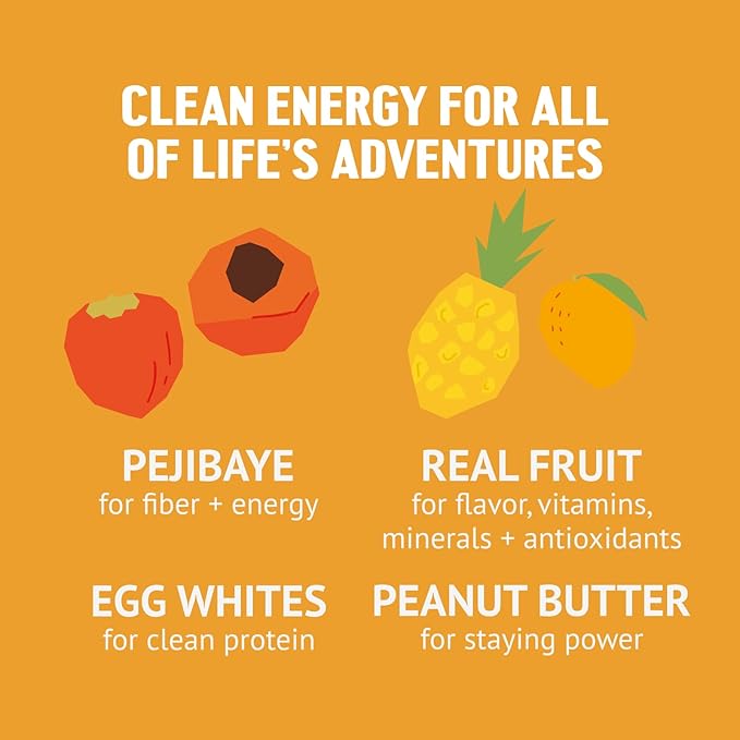 PEJI BAR Superfood Energy Bars |Mango Jambo Banana Mango Flavor | Gluten Free 7g Protein Fiber Whole Ingredients No Sugar Added | Adventure Ready Snack 12 Count
