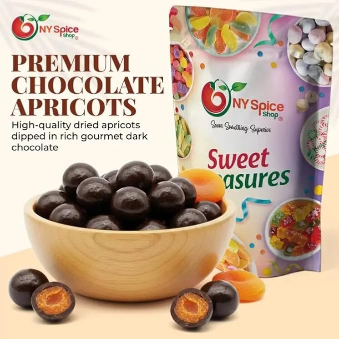 NY Spice Shop Dark Chocolate Apricots - 2 Pound Bulk Sweet &amp Crunchy Chocolate Snack - Chocolates Apricot Treats for Festive Parties Dessert Topping Celebration Tables &amp Gifts