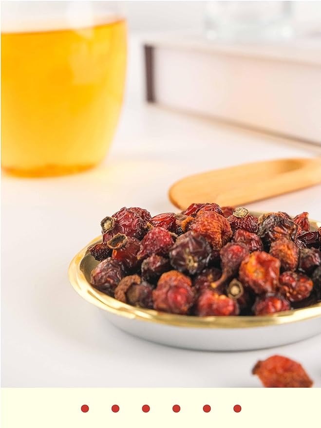 GLDNT Organic Rosehips Tea Premium Dried Organic Rose Hips Tea Loose Leaf Fruity Flavor and Aroma Whole Caffeine Free 16oz