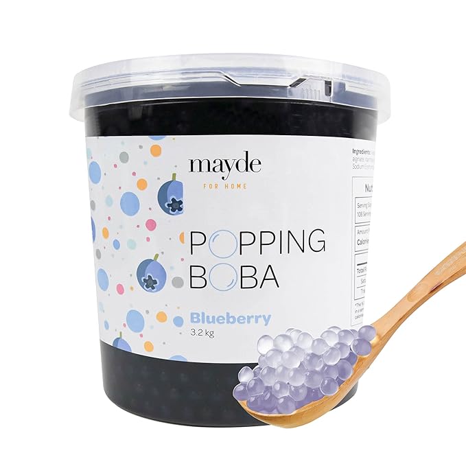 Mayde Popping Boba Pearls for Drinks Desserts &amp Breakfast Bowls - Bursting Blueberry Boba Popping Pearls (Blueberry Flavor 7 Pounds)