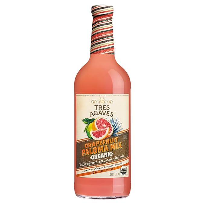Tres Agaves Organic Grapefruit Paloma Mix – Made with Real Grapefruit &amp Lime Juice Agave Nectar – 90 Calories per Serving – Vegan Gluten-Free 750ml Bottle (2 Pack)