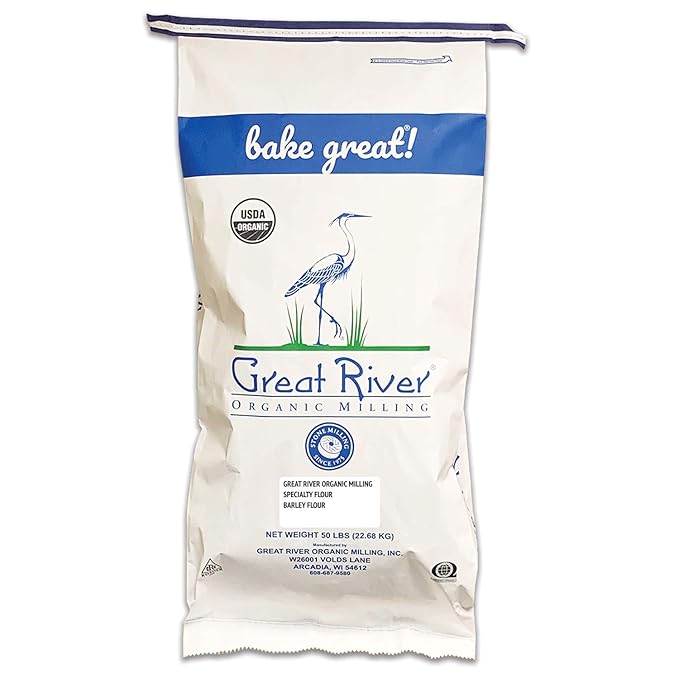 Great River Organic Milling Specialty Flour Barley Flour Stone Ground Organic 50-Pounds (Pack of 1)