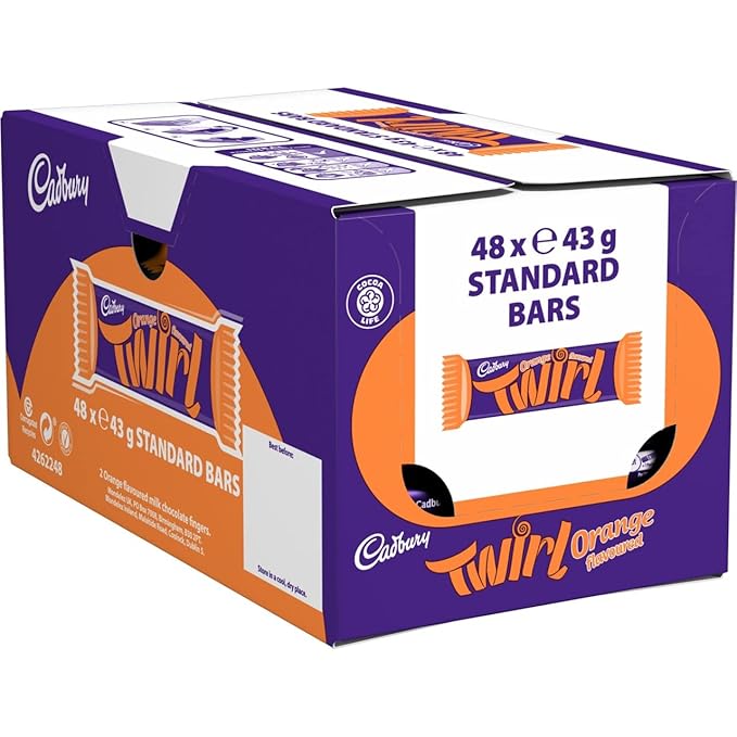 Cadbury Twirl Orange Chocolate Bar 43 g (Pack of 48)