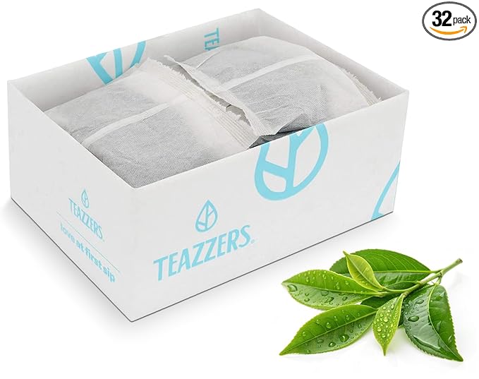 Teazzers Premium All-Natural Green Tea Bags – Great for Foodservice Commercial Ice Tea Brewers | Unsweetened USA-Made Bulk Green Tea for Restaurants Cafés &amp Home Brewing (3 Ounce 32 Count)