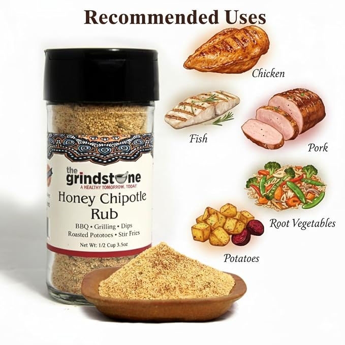 Honey Chipotle Rub Sweet Smoky Herby Dry Rub for Chicken Pork and Roasted Vegetables BBQ seasoning 3.5 oz Glass Jar with Sifter Pack of 2