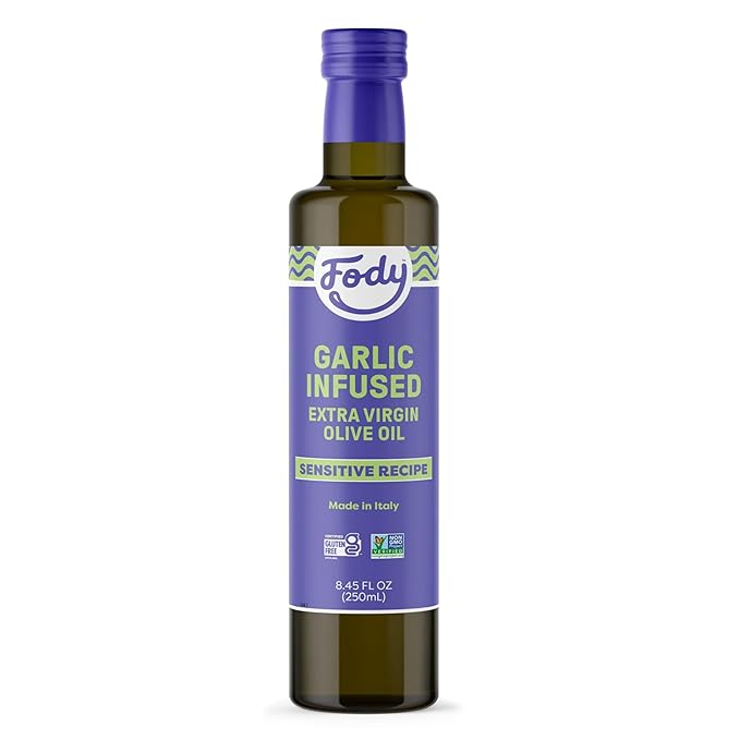 Fody Foods Garlic Infused Extra Virgin Olive Oil 8.45 Oz Low FODMAP Certified Gut &amp IBS Friendly Cold-Pressed Vegan Non-GMO Gluten Free Made in Italy