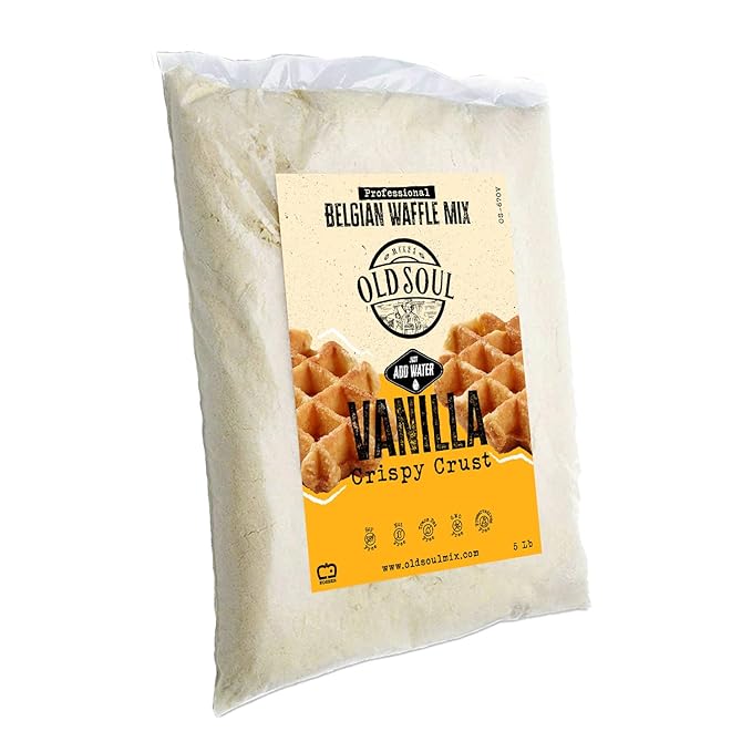 OldSoul Belgian Waffle Mix | Chocolate &amp Vanilla Flavour | Soy &amp Nut free | Belgian Batter Mix | 5 lbs | 28 Waffles (Vanilla)
