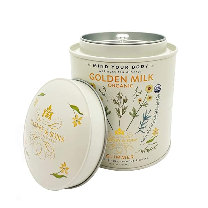 Harney &amp Sons Golden Milk Powder Turmeric Ginger Coconut &amp Spices 8 oz Tin