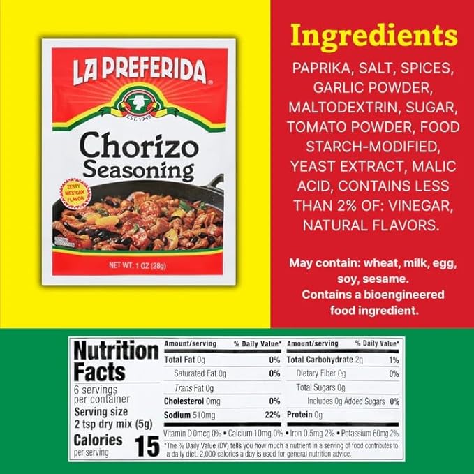 La Preferida Chorizo Seasoning 1 Oz (Pack of 12)