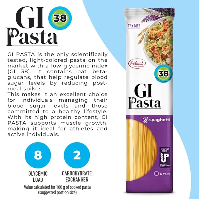 GI Pasta Spaghetti 6-Pack (52.8 oz Total) | Low Glycemic Classic Italian Long Pasta for Traditional Recipes and Everyday Cooking
