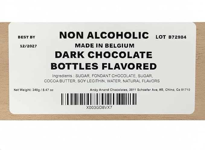 ANDY ANAND CHOCOLATIER European Flavor-Inspired Dark Chocolate Bottles – Smooth Filled Dark Chocolate Assortment Gluten Free Gourmet Chocolates in Elegant Wooden Gift Box (18 Pieces)