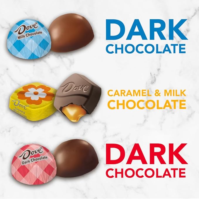 DOVE PROMISES Mixed Stand-up Pouch Easter Candy Individually Wrapped Chocolate Easter Basket Stuffers Milk Dark and Caramel &amp Milk Chocolate Pack 22.6-ounce bag