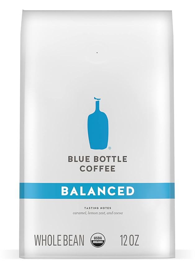 Blue Bottle Whole Bean Organic Coffee Balanced Medium Roast 12 Ounce bag (Pack of 6)
