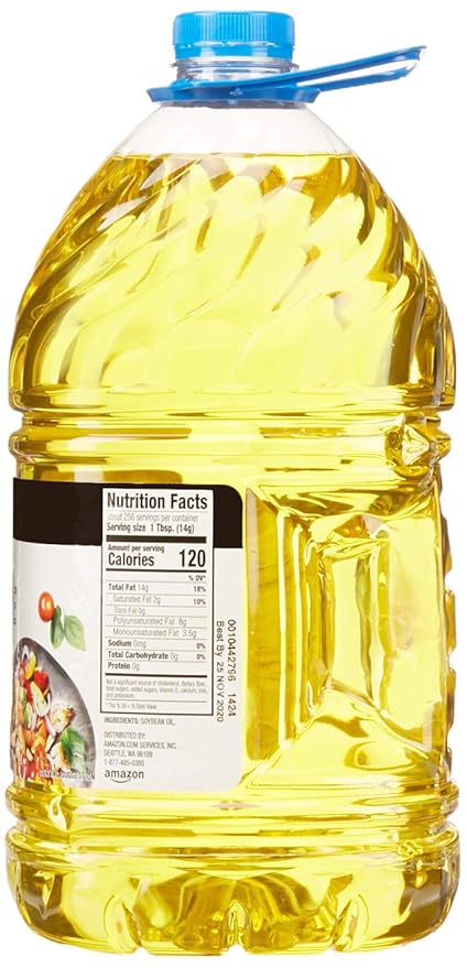 Amazon Brand Happy Belly Raw Wildflower Honey (2 Pound) and Vegetable Soybean Oil (128 Fl Oz)