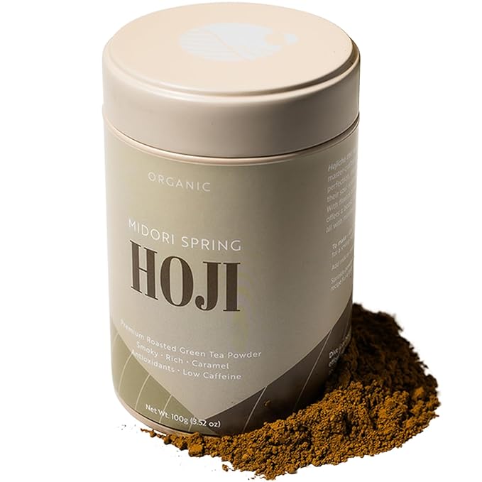 Midori Spring Organic Hojicha - Smooth Roasted Green Tea Powder Antioxidants Low Caffeinie USDA Vegan NON GMO Japanese Masters Roast