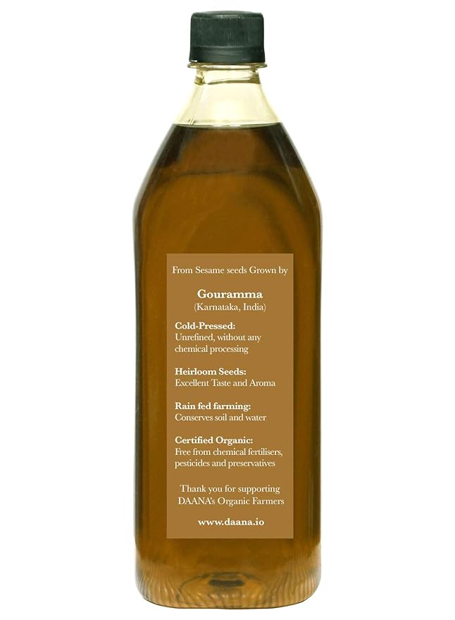 Daana Sesame Oil: CERTIFIED USDA ORGANIC EXTRA VIRGIN COLD PRESSED 34 fl oz