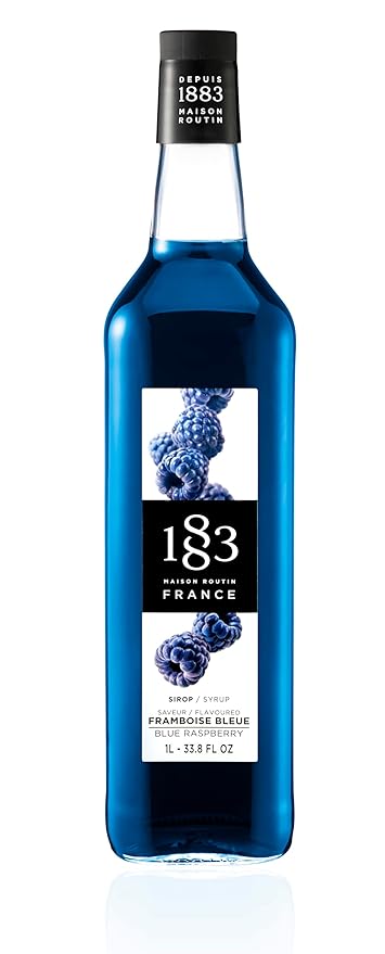 1883 Blue Raspberry Syrup for Drinks Made in France 1 Liter Glass Bottle