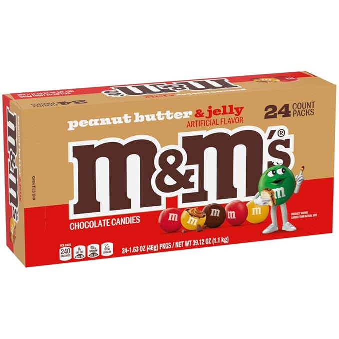 M&ampM’S Peanut Butter &amp Jelly Candy Single Size 1.6 Oz Packs (Pack of 24)