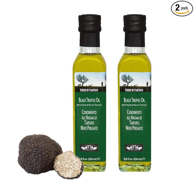 Black Truffle Olive Oil | Terre di Tartufo | Versatile Condiment for Any Gourmet Dish | 8.4 fl oz (250ml) - Pack of 2