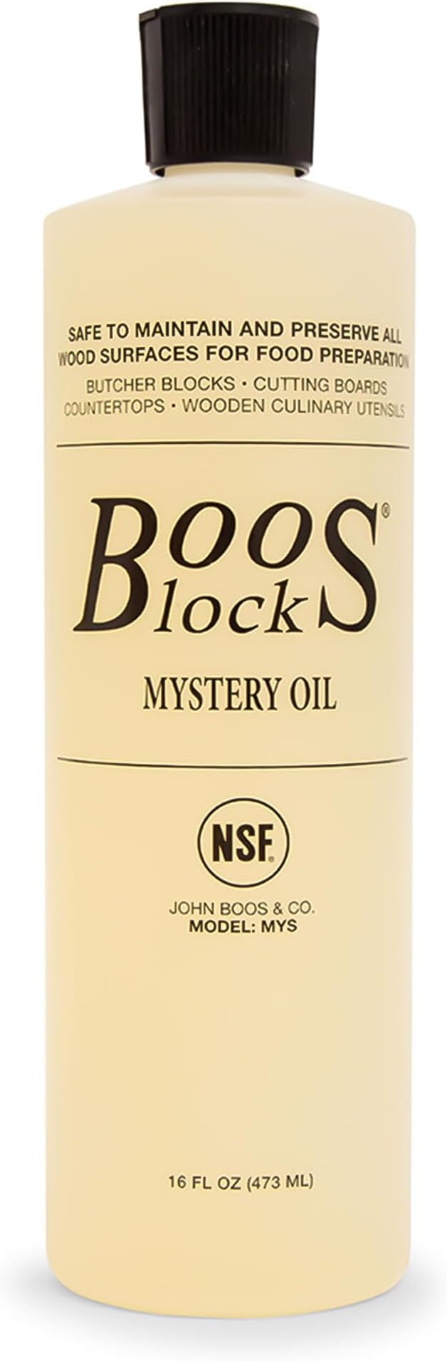 John Boos All-Natural Mystery Oil Revitalizing Wood Conditioner 16 oz - Food-Grade Mineral Oil for Butcher Blocks Cutting Boards Countertops and Wooden Culinary Utensils