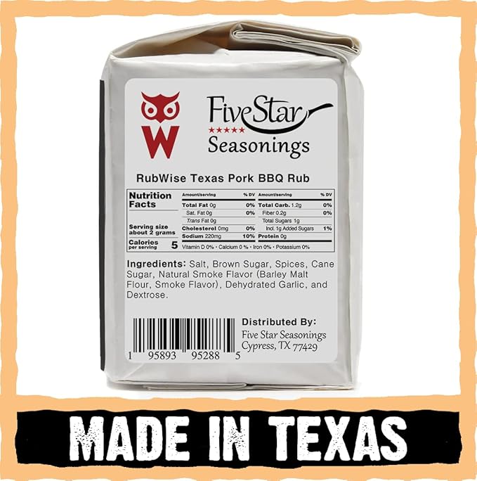 Texas Style Brisket Rub &amp Pork Rub by Rubwise | BBQ Rub &amp Spices for Smoking &amp Grilling | Dry Rubs | Great on Brisket Steaks Ribs Burgers Chops Pork Butt Tenderloin &amp More (1lb e