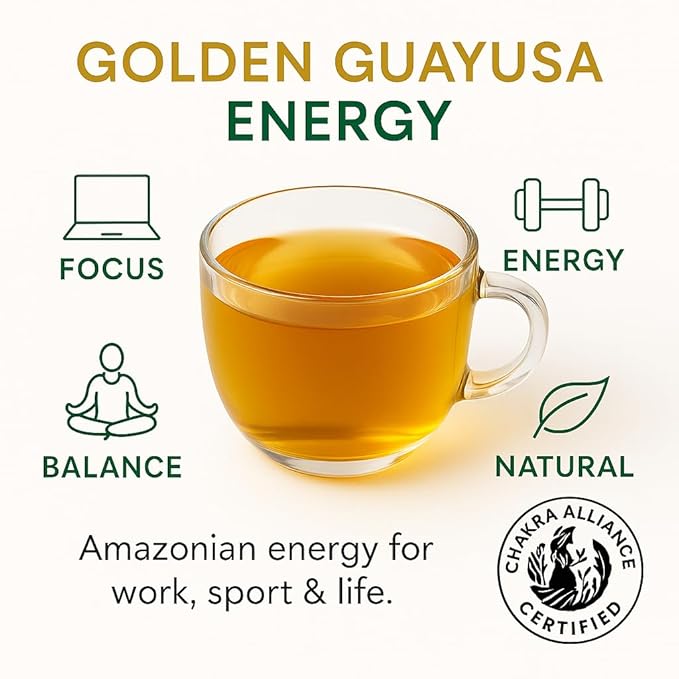 Guayusa Loose Leaf Tea by PACHA | 66mg Caffeine | Naturally High in Antioxidants L-Theanine &amp Theobromine | Sustained Energy Herbal Tea (1 Pound (Pack of 1) Golden Guayusa)