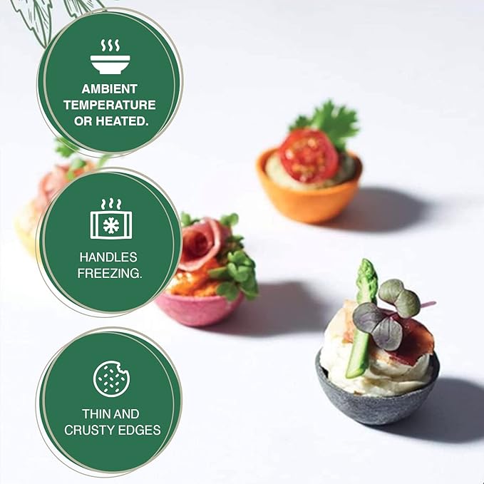 CROC'IN - Gold Mini Tart Shells - Edible Appetizer Or Dessert Cups - Pastry Pans - Artisanal &amp Vegan Confection - 60 Pieces