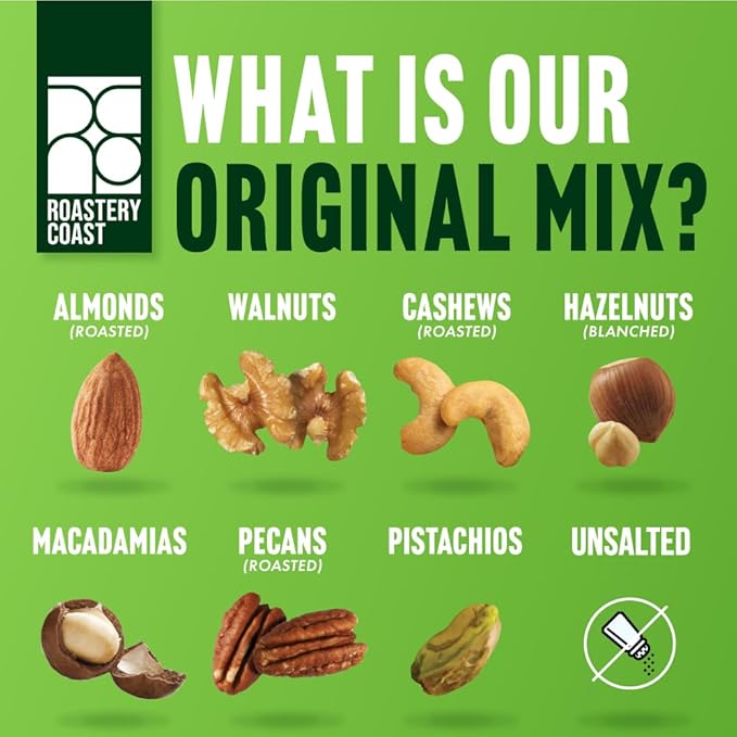 Roastery Coast - Daily Nuts Original Mixed Nuts | Mixed Nuts Packs | Individually wrapped snacks | Unsalted | Nut Snacks | No peanuts | Deluxe assorted snack (48 Packs)