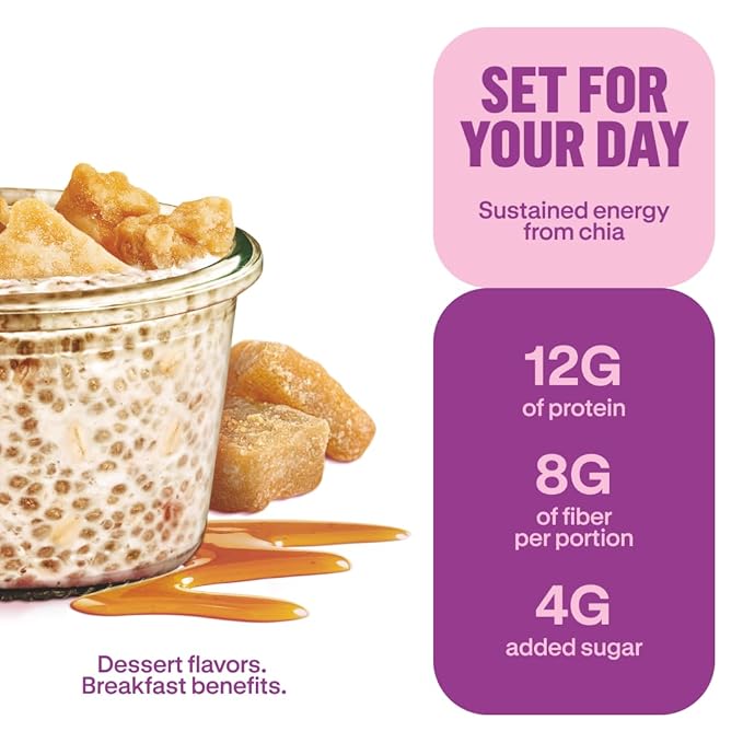 Chialove Overnight Chia with Oats Golden Maple 12g of protein Low Sugar Rich in Fiber Vegan Gluten-free Non-GMO Ready to Eat Breakfast - 27.5 oz Bags - 2 Pack