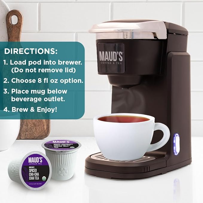 Maud's 9 Blend Organic Tea Pods Variety Pack 48 ct 9 Assorted Flavors Single Serve Pods –100% Gourmet Blended Tea Leaves Compatible with Keurig K Cups Maker