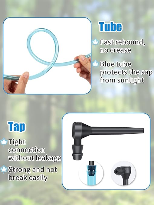 20Set Maple Syrup Tapping Kit - Maple Tree Taps and 2ft Food Grade Tubing Drop Lines Extractors for Starter Supplies Pure Birch Syrup Collection