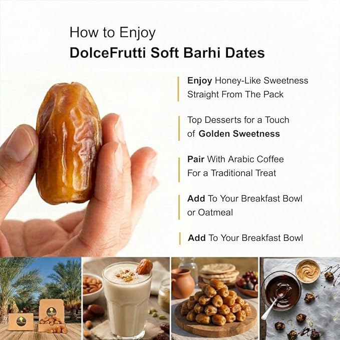 Dolce Frutti's Soft Ripe Barhi Dates– 4 Lbs –Fresh Dates Gift Box &amp Regular Packaging Perfect for Holidays Birthdays Anniversaries Get-Well and Sympathy Gifts