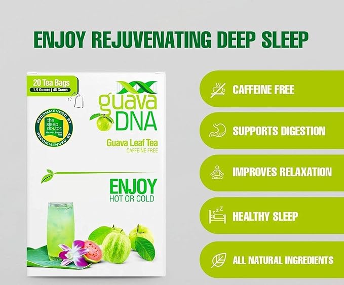 GuavaDNA Guava Leaf Tea 20 Individually Wrapped Teabags by MATCHA DNA | 100% Pure Guava Leaves Nothing Else Added (20 Teabags) (Pack of 2)