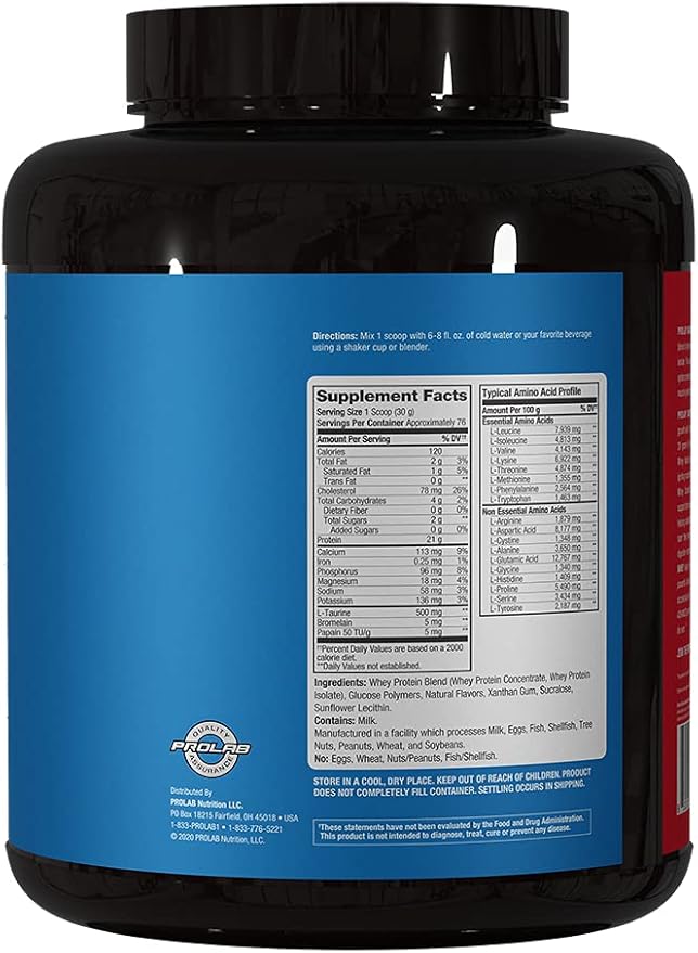 ProLab Advanced Essential Whey Protein Powder Whey Concentrate &amp Isolate Blend 21g Protein BCAAs Digestive Enzymes Muscle Support &amp Recovery(Vanilla Donut)