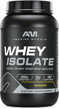 Amazing Muscle Whey Protein Isolate Powder | 25 Grams Protein Per Serving | 100% Whey Isolate | Zero Fat | Made in USA (2 LB Banana)