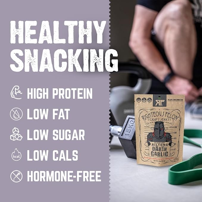 Righteous Felon Air Dried Biltong Beef Snack | KETO and PALEO | Gluten Free + High Protein | Hormone Free All Natural Biltong with No Artificial Flavors Antibiotics or Preservatives - 3 Pack