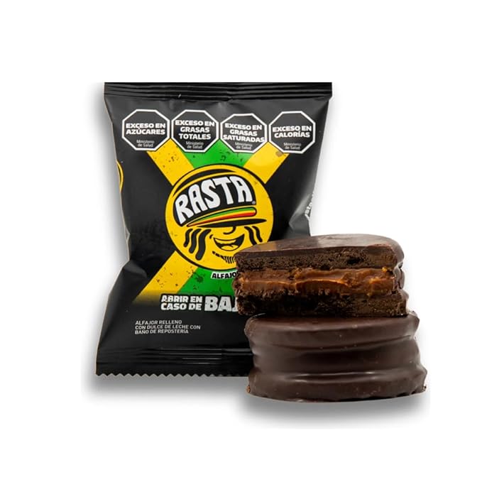 THEARG | RASTA - Chocolate Alfajores Filled with Dulce de Leche Argentino | Alfajor from Argentina - Milk Chocolate | 70 g (Pack x6 Dark Chocolate)